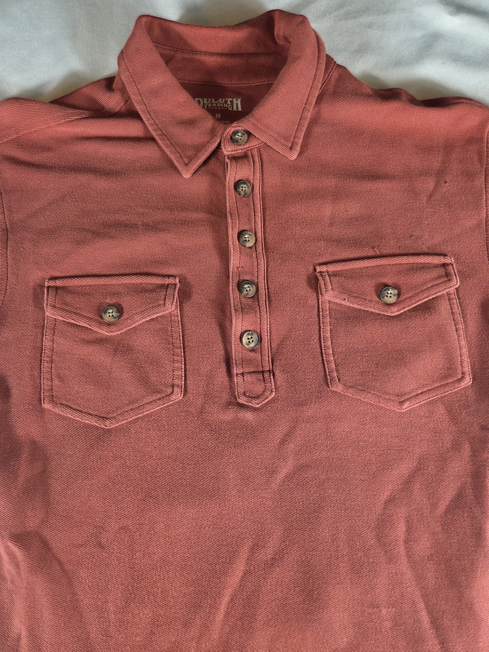 Duluth Trading Co Mens Polo Shirt Medium Red Short Sleeve Cotton Pocket